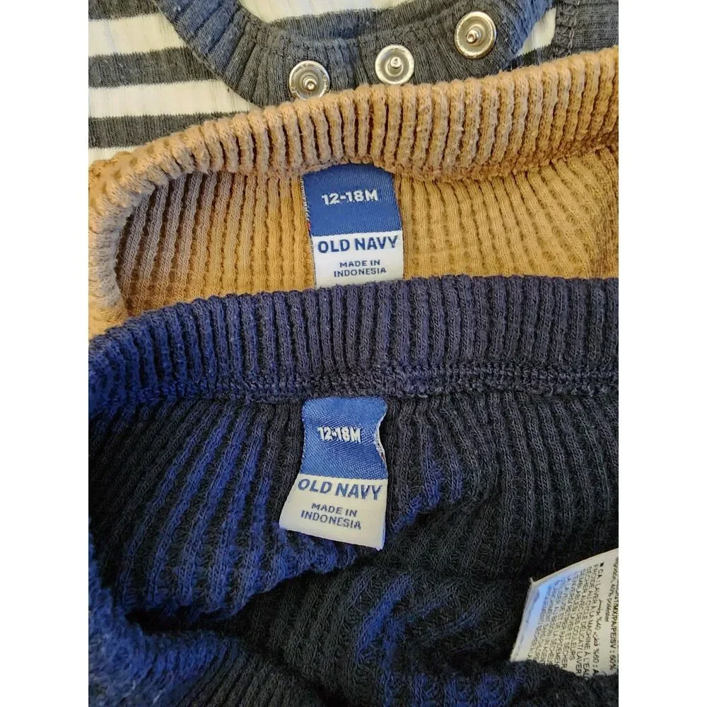 18M Boys Lot of 5 Cat & Jack, Old Navy | Long Sleeve Ribbed Body Suits Pants